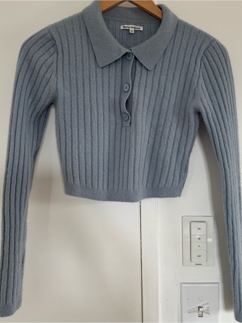 Reformation Cropped Ribbed Polo Sweater (Clancey)